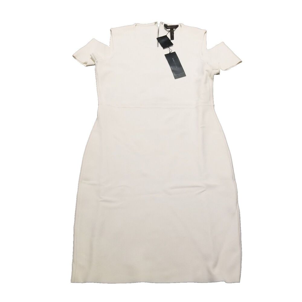 New BCBG Maxazria Dress Women's Size M Off White Monicka Cold Shoulder Body-Con
